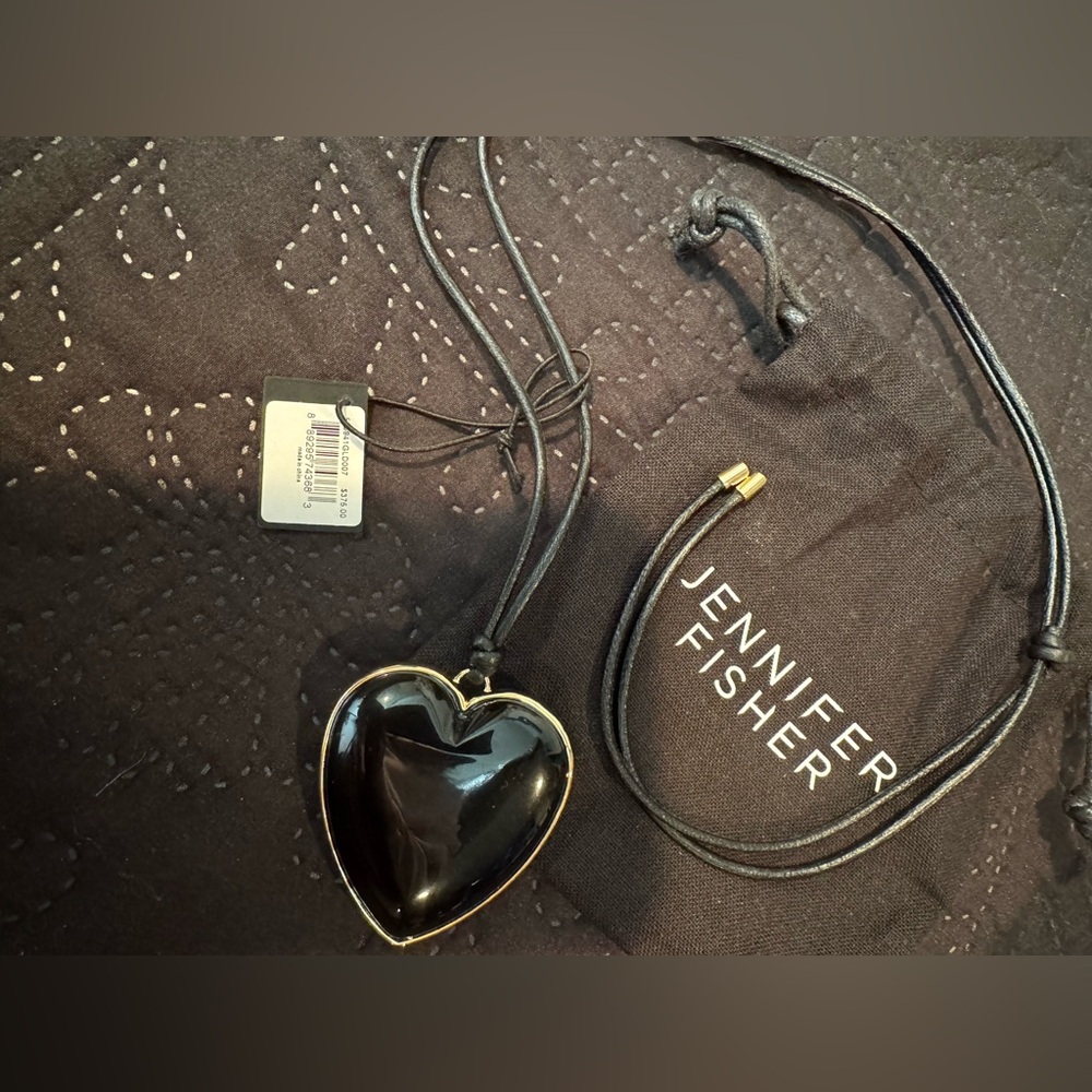 Jennifer Fisher Black and Gold Heart Necklace